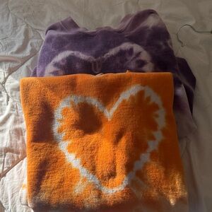 Urban Outfitters, Orange and Purple Heart Tie-Dye Sweater
